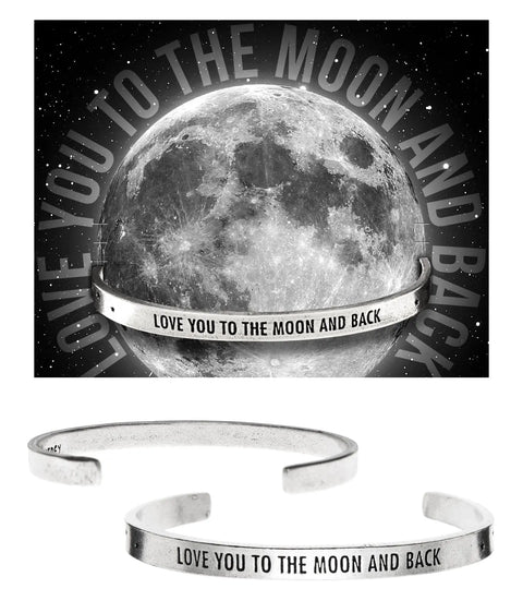 Pewter Love You to the Moon and Back Cuff Bracelet – Inspirational Jewelry | Made in USA Whitney Howard Designs  Cuff Bracelets