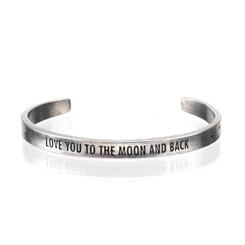 Pewter Love You to the Moon and Back Cuff Bracelet – Inspirational Jewelry | Made in USA Whitney Howard Designs  Cuff Bracelets