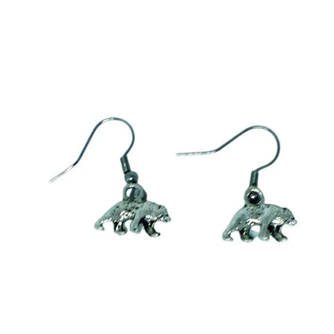 Pewter Silver Bear Charm Earrings – Lightweight Animal Lover Jewelry with Stainless Steel Hooks | Made in USA Michelle Marie Boutique  Earrings