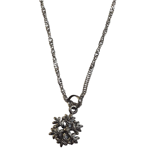 Pewter Snowflake Pendant Necklace – Tarnish-Resistant Stainless Steel Chain | Made in USA Winter Jewelry Gift Michelle Marie Boutique  Necklace