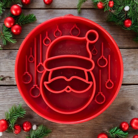 Santa Design Slow Feeder Dog Bowl – Festive Enrichment Mealtime | Made in USA SodaPup  EBOWL