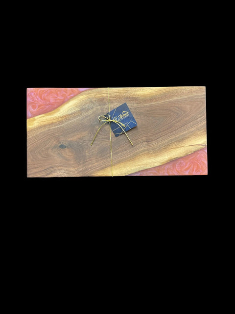Walnut Serving Tray – Sunset Epoxy Design 18 Inch Wide | Custom Wood Decor | Made in USA B. James Design & Woodwork 