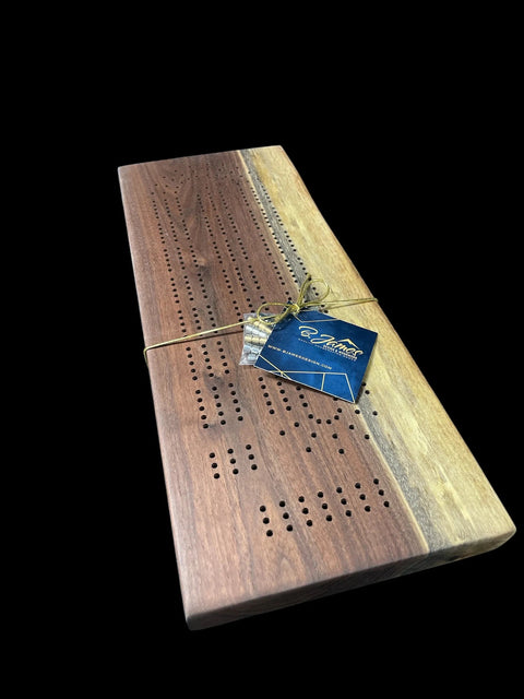 Walnut Cribbage Board – Handcrafted Wood Game Board 16 5/8 Inch x 6 1/2 Inch | Made in USA | Custom Game Night Accessory B. James Design & Woodwork 
