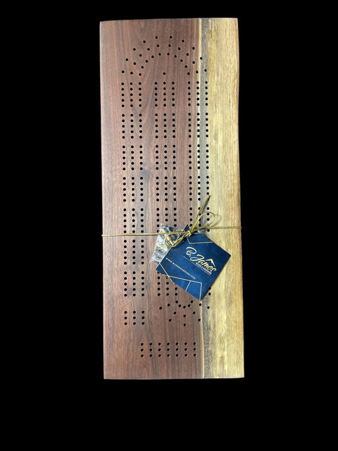 Walnut Cribbage Board – Handcrafted Wood Game Board 16 5/8 Inch x 6 1/2 Inch | Made in USA | Custom Game Night Accessory B. James Design & Woodwork 