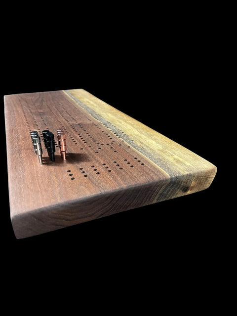 Walnut Cribbage Board – Handcrafted Wood Game Board 16 5/8 Inch x 6 1/2 Inch | Made in USA | Custom Game Night Accessory B. James Design & Woodwork 