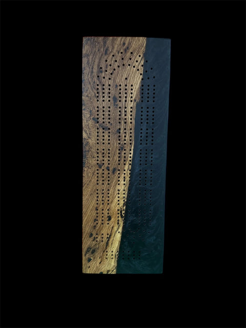 White Oak Epoxy Cribbage Board 16 Inch x 5 Inch – Custom Game Night Decor | Made in USA B. James Design & Woodwork 