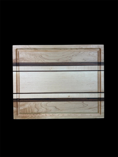Maple And Zebra Wood Cutting Board - 15 3/4 Inch With Juice Groove | Kitchen Essential | Made In USA B. James Design & Woodwork 