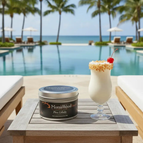 Pina Colada Scented Soy Candle Tin 7oz – Tropical Coconut Pineapple Fragrance | Made in USA MorninWood Candles  Candles