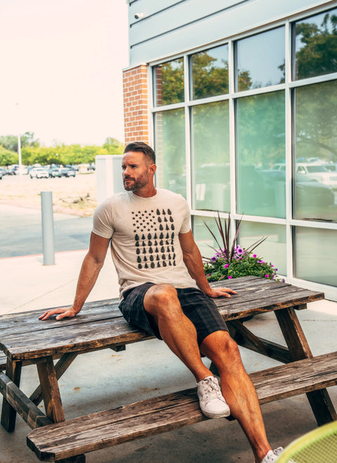 Pine & Cone Relaxed Fit Shirt – Men's Premium Tri-Blend Fabric | Made in USA Fireside Pine  Men's Shirt