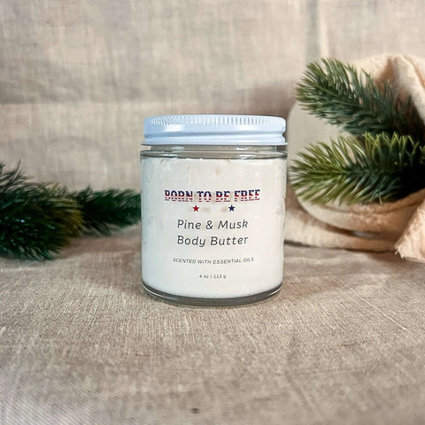 Pine & Musk Body Butter 4 oz – Natural Moisturizer with Grass-Fed Beef Tallow | Made in USA Skincare Born to be Free  Moisturizer