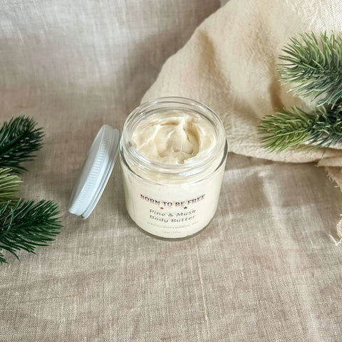 Pine & Musk Body Butter 4 oz – Natural Moisturizer with Grass-Fed Beef Tallow | Made in USA Skincare Born to be Free  Moisturizer
