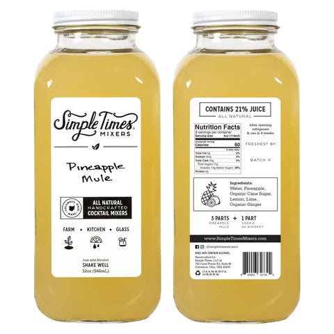 Pineapple Mule Cocktail Mixer 32oz – Natural Fruit Mixer with Lime and Ginger | Made in USA Handcrafted Simple Times Mixers  32oz Single Bottle