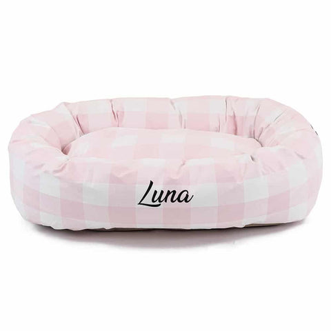 Anderson Check Personalized Dog Bed – Cozy Sherpa Center – Handmade in USA Majestic Pet 