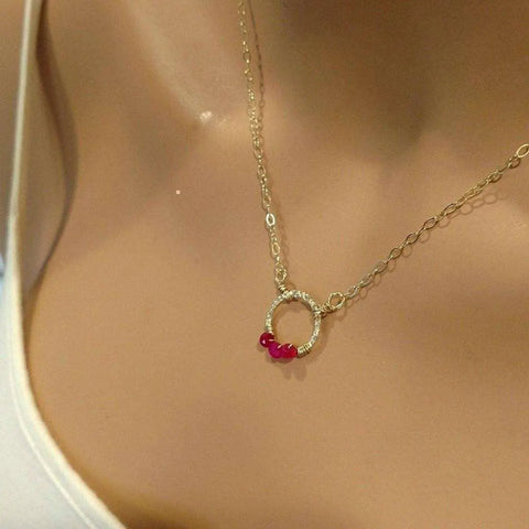 Pink Chalcedony Gold Filled Open Circle Necklace – Handcrafted Jewelry | Made in USA Alexa Martha Designs  Necklace