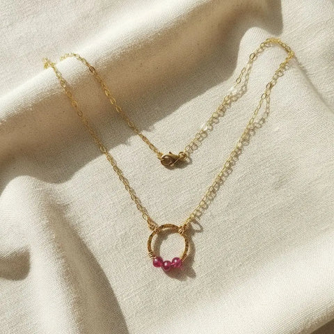 Pink Chalcedony Gold Filled Open Circle Necklace – Handcrafted Jewelry | Made in USA Alexa Martha Designs  Necklace