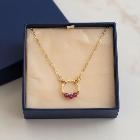 Pink Chalcedony Gold Filled Open Circle Necklace – Handcrafted Jewelry | Made in USA Alexa Martha Designs  Necklace