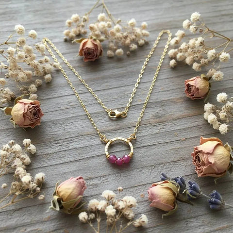 Pink Chalcedony Gold Filled Open Circle Necklace – Handcrafted Jewelry | Made in USA Alexa Martha Designs  Necklace