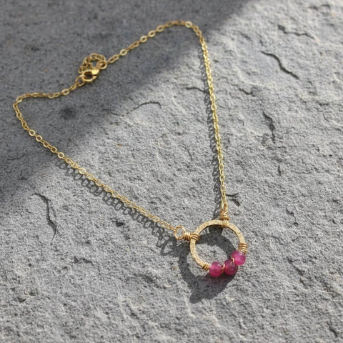 Pink Chalcedony Gold Filled Open Circle Necklace – Handcrafted Jewelry | Made in USA Alexa Martha Designs  Necklace
