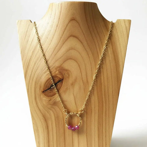 Pink Chalcedony Gold Filled Open Circle Necklace – Handcrafted Jewelry | Made in USA Alexa Martha Designs  Necklace