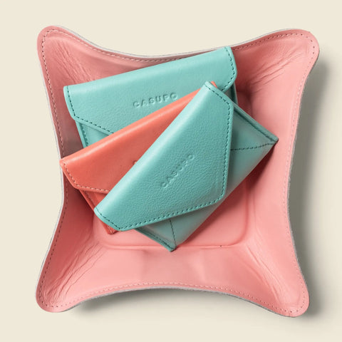 Pink Leather Valet Tray – Personalized Travel Catchall | Handmade in USA CASUPO  Small Leather Goods