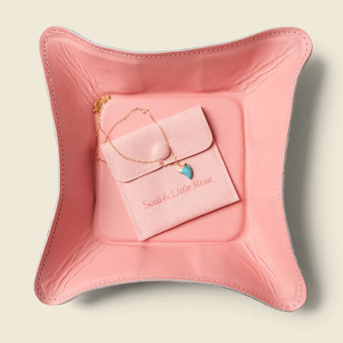 Pink Leather Valet Tray – Personalized Travel Catchall | Handmade in USA CASUPO  Small Leather Goods