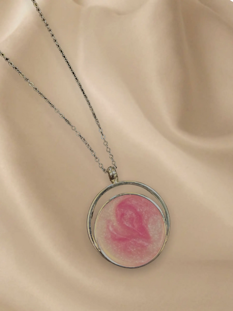 Pink Resin Marble Pendant Necklace – Adjustable Sterling Silver Chain | Breast Cancer Awareness Jewelry Made in USA Michelle Marie Boutique  Necklaces