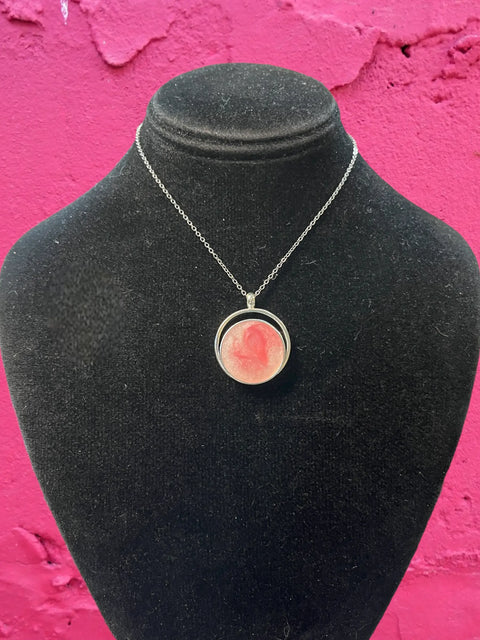 Pink Resin Marble Pendant Necklace – Adjustable Sterling Silver Chain | Breast Cancer Awareness Jewelry Made in USA Michelle Marie Boutique  Necklaces