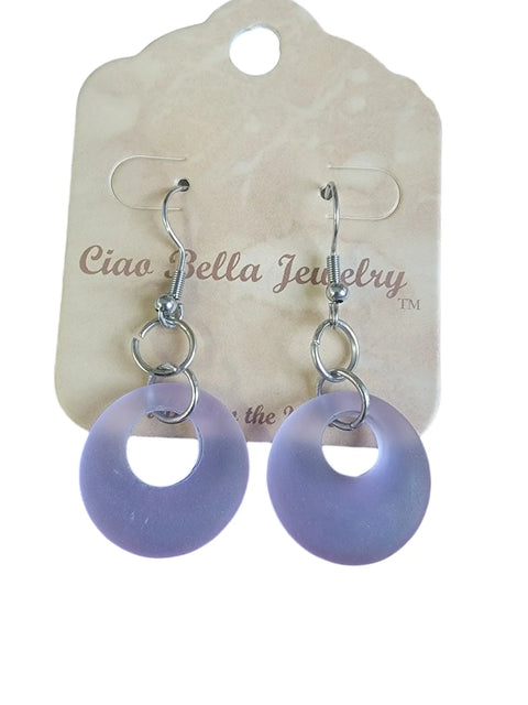 Pink Sea Glass Hoop Earrings – Lightweight Coastal Jewelry with Stainless Steel Hooks | Handmade in USA Michelle Marie Boutique  Earrings
