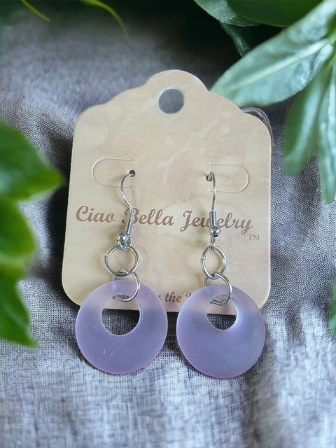Pink Sea Glass Hoop Earrings – Lightweight Coastal Jewelry with Stainless Steel Hooks | Handmade in USA Michelle Marie Boutique  Earrings