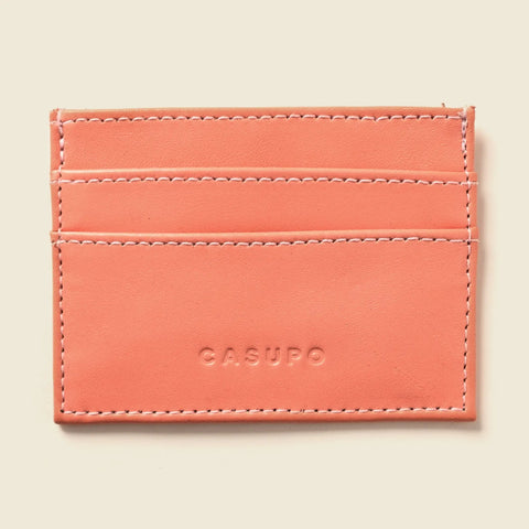 Pink Slim Leather Card Holder Wallet 4x3 Inch RFID Protection | Handmade in USA CASUPO  Slim Card Holder