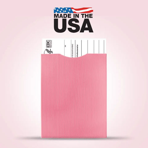 Pink Vaccine Card Sleeve 4x3 Inch – Durable Plastic Cover | Made in USA Chatelet Manufacturing 