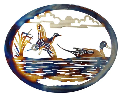 Pintail Duck Metal Wall Art – Rustic Oval Nature Decor | Made in USA Knights Home Decor  item