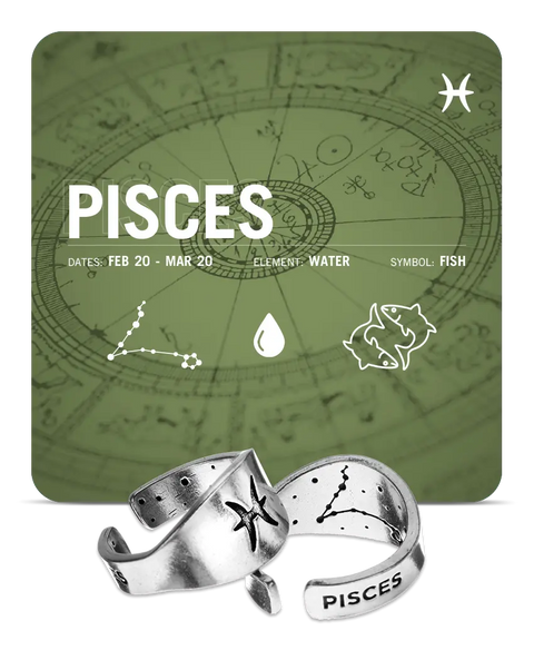 Pisces Zodiac Ring – Recycled Pewter Astrological Jewelry | Made in USA Unique Gift Whitney Howard Designs  Zodiac Rings