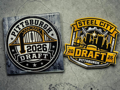 Pittsburgh 2026 Draft Sports Collectible Set – Ceramic Coasters, Magnets & Stickers | Made in USA Michelle Marie Boutique  Home Decor