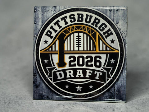 Pittsburgh 2026 Draft Sports Collectible Set – Ceramic Coasters, Magnets & Stickers | Made in USA Michelle Marie Boutique  Home Decor