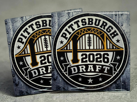 Pittsburgh 2026 Draft Sports Collectible Set – Ceramic Coasters, Magnets & Stickers | Made in USA Michelle Marie Boutique  Home Decor