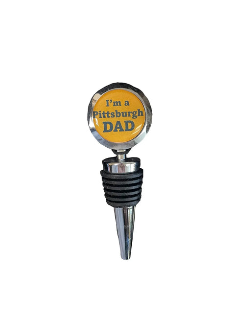 Pittsburgh Dad Wine Stopper – Handcrafted Stainless Steel Wine Bottle Sealer | Made in USA Gift Michelle Marie Boutique  Bottle Stoppers & Savers