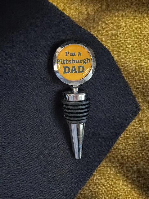 Pittsburgh Dad Wine Stopper – Handcrafted Stainless Steel Wine Bottle Sealer | Made in USA Gift Michelle Marie Boutique  Bottle Stoppers & Savers