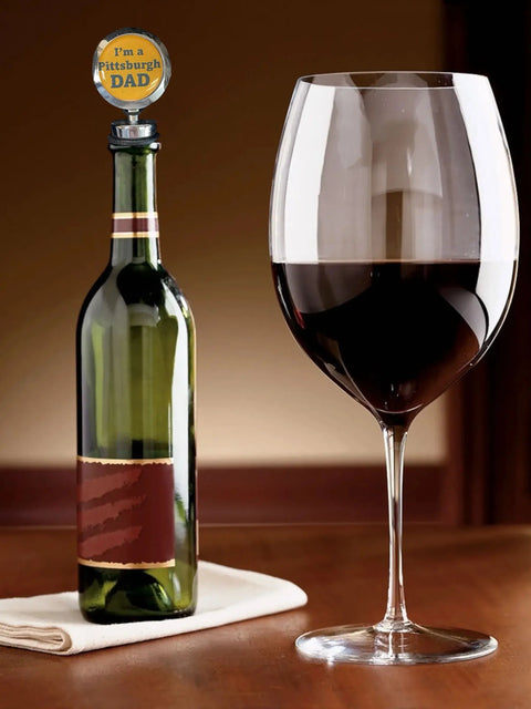 Pittsburgh Dad Wine Stopper – Handcrafted Stainless Steel Wine Bottle Sealer | Made in USA Gift Michelle Marie Boutique  Bottle Stoppers & Savers