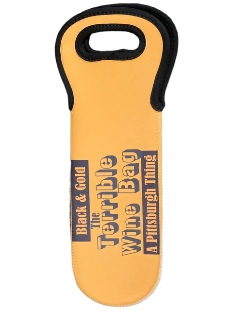 Pittsburgh Fans Black & Gold Terrible Wine Carrier Gift Bag Michelle Marie Boutique  Wine Carrier Bags