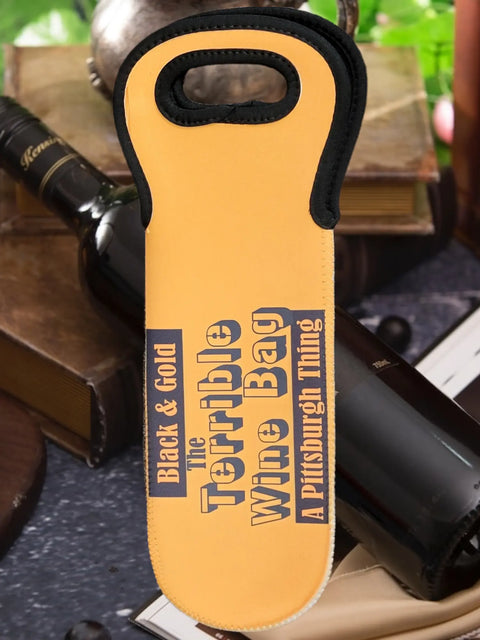 Pittsburgh Fans Black & Gold Terrible Wine Carrier Gift Bag Michelle Marie Boutique  Wine Carrier Bags