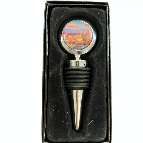 Pittsburgh Skyline Wine Bottle Stopper 3.5 Inch – Waterproof Glass Setting – Made in USA | Custom Gift Accessory Michelle Marie Boutique  Wine Stopper