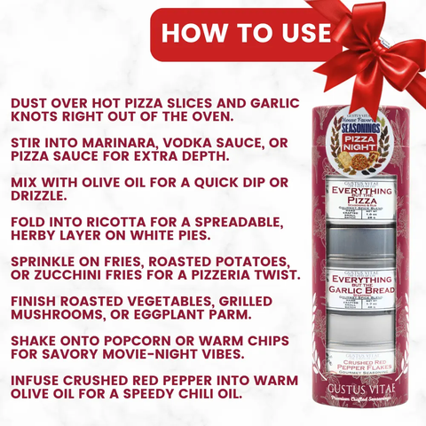 Pizza Night House Favorite Seasonings | Gift Pack Set of 3 Gustus Vitae  Collections & Gift Sets