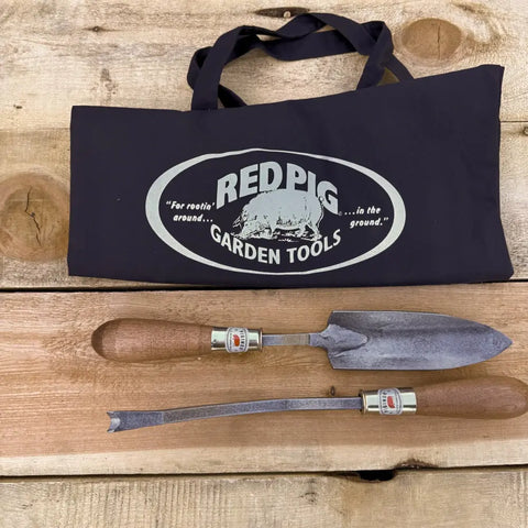 Planting Trowel and Weeding Spud Set in Tote Bag Red Pig Garden Tools 