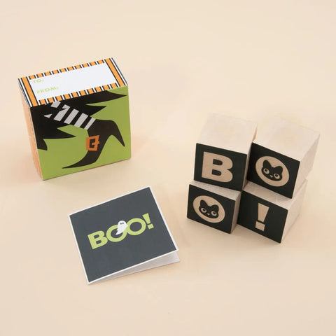Playful Halloween Themed Educational Wooden Blocks Set for Kids – 1.75 Inch Cubes – Boo!, Witch's Shoe | Made in USA Uncle Goose  Decor