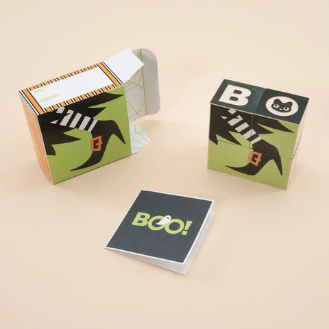 Playful Halloween Themed Educational Wooden Blocks Set for Kids – 1.75 Inch Cubes – Boo!, Witch's Shoe | Made in USA Uncle Goose  Decor