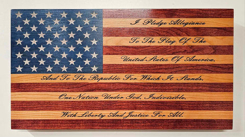 Pledge of Allegiance Wooden Flag 10.25x18.87 Inch – Patriotic Wall Decor | Handmade in USA American Grains LLC 