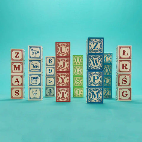 Polish Language Educational Blocks for Kids, 1.75-Inch Wooden Cubes – Uncle Goose Toy Set | Made in USA Uncle Goose  Languages
