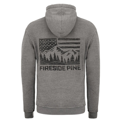 Ponderosa Pine Gunmetal Hoodie – Soft Cotton Blend Pullover | Made in USA Fireside Pine  Hoodie