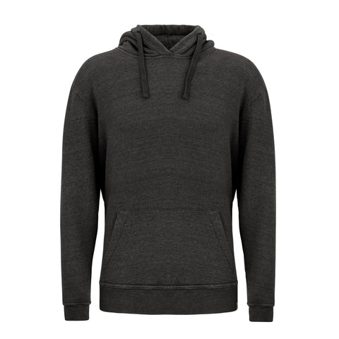 The Fireside Pine Ponderosa Pine - Black sweatshirt, made from soft French Terry Fleece, has a front pouch pocket and drawstrings, shown on a white background.